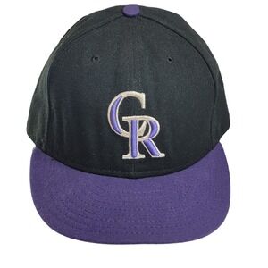 Colorado Rockies Hat Baseball Cap Fitted 7 3/8 New‎ Era Black MLB Vintage USA CR